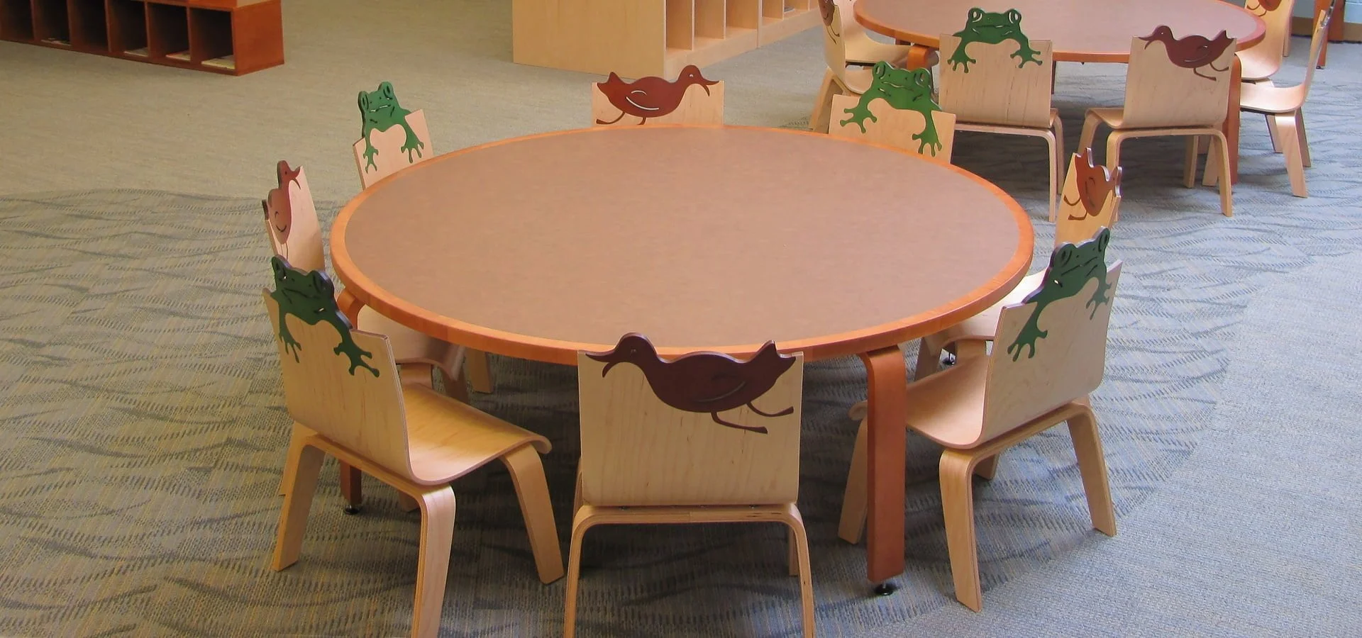 Wooden Children's Chairs in Library