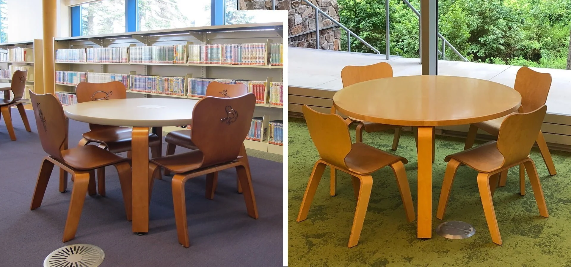 Wooden Children's Chairs in Library