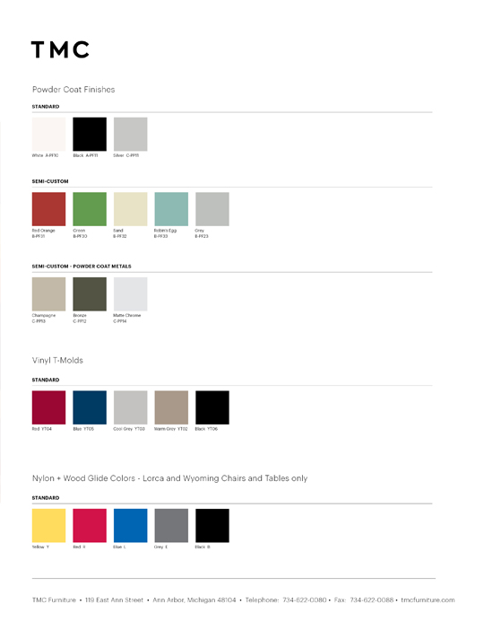 Finishes + Fabric - TMC Furniture - The Makers Creative
