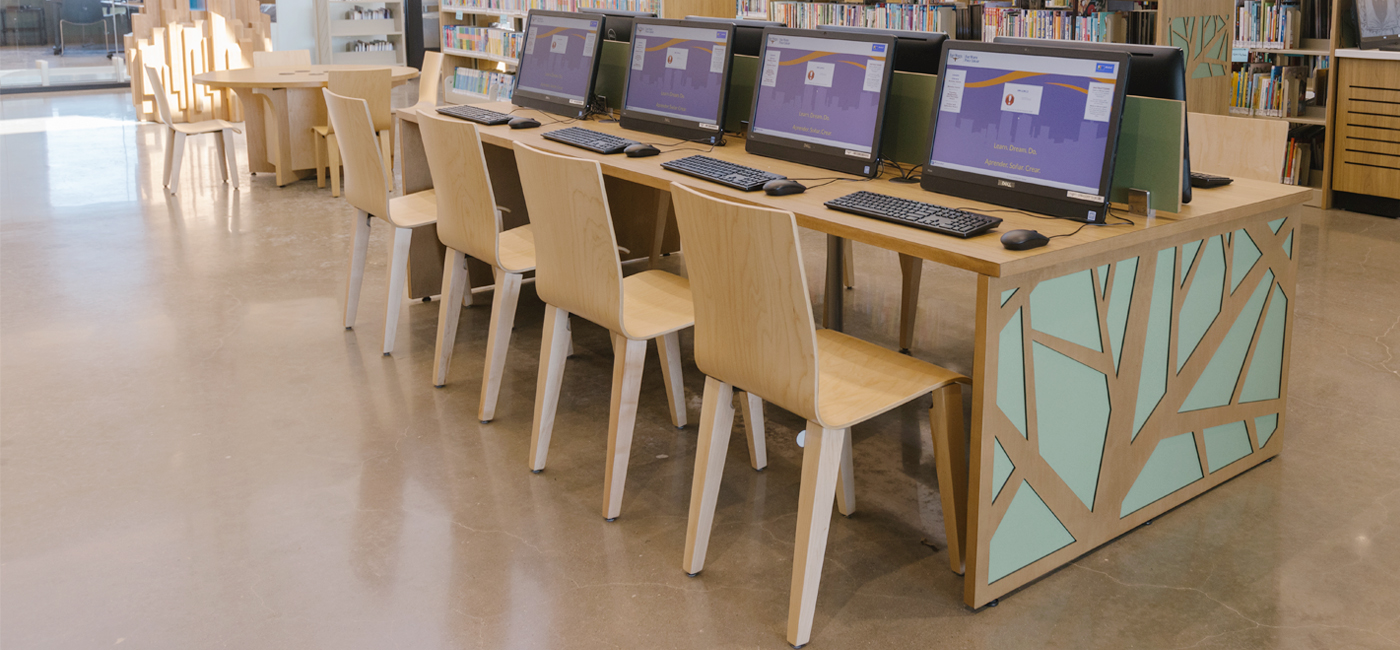 Wooden Kestrel Child Chairs and Computer Table at Vivian J Lincoln Fort Worth Library