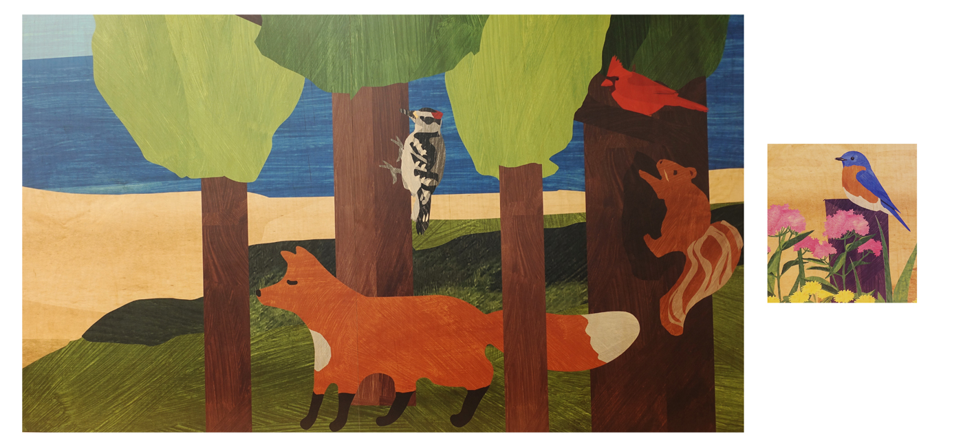 Close-up of our imprinted mural for the children's library wall